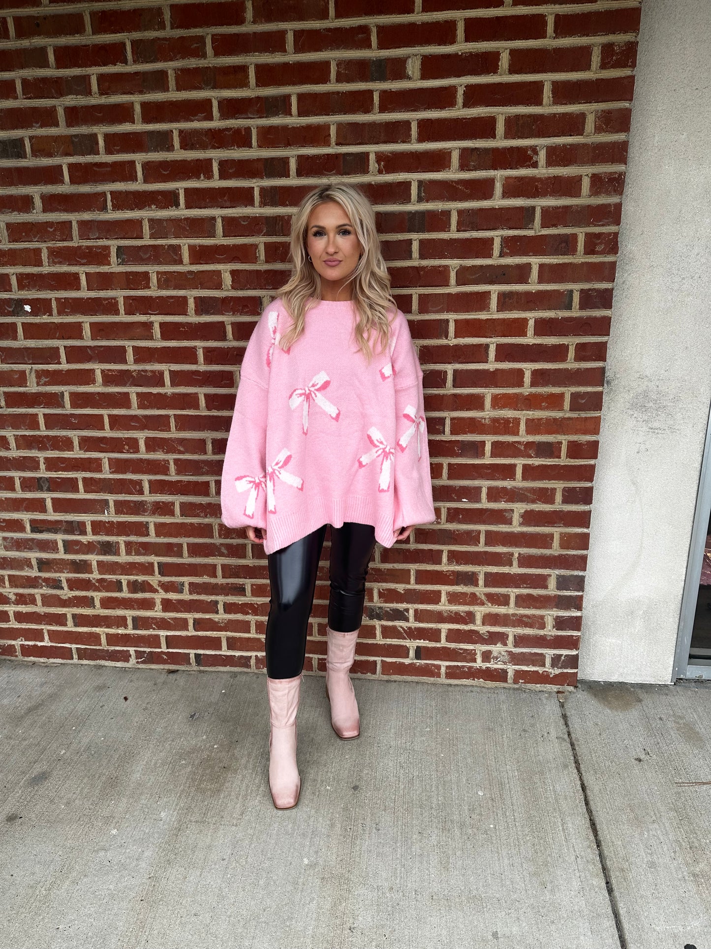 Oversized Long Balloon sleeve Ribbon Sweater