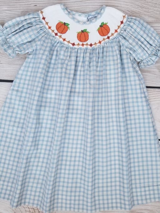 Three sisters smocked Bishop Pumpkin Dress