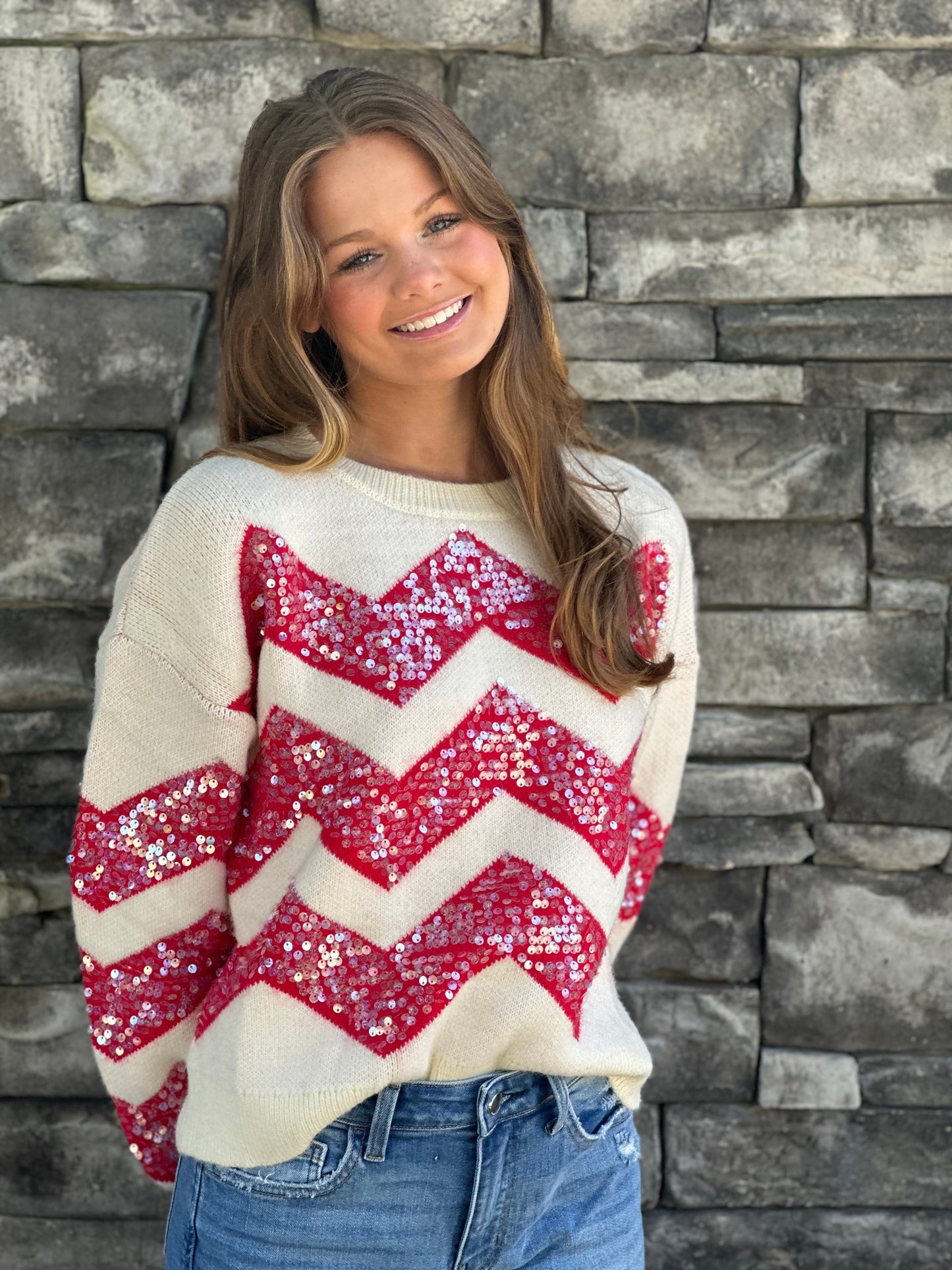 Red chevron sweater