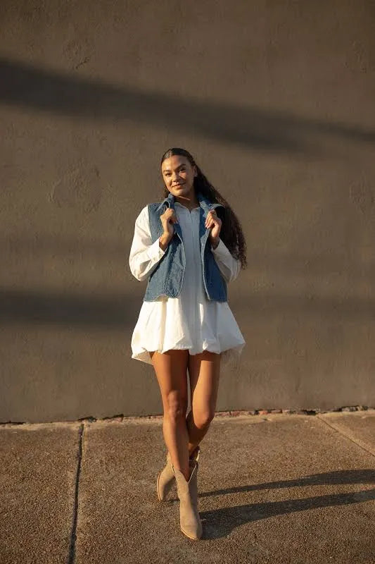 WHITE 🤍 Oversized Bubble Hem Shirt Dress