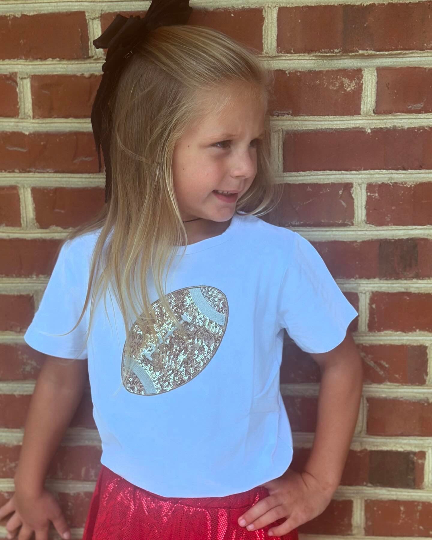 Sequined Football 🏈 Shirt ❤️🤍🏈💙🧡