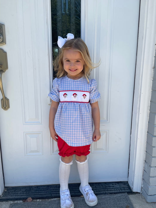 Banana Split classic Santa Smocked Bloomer set