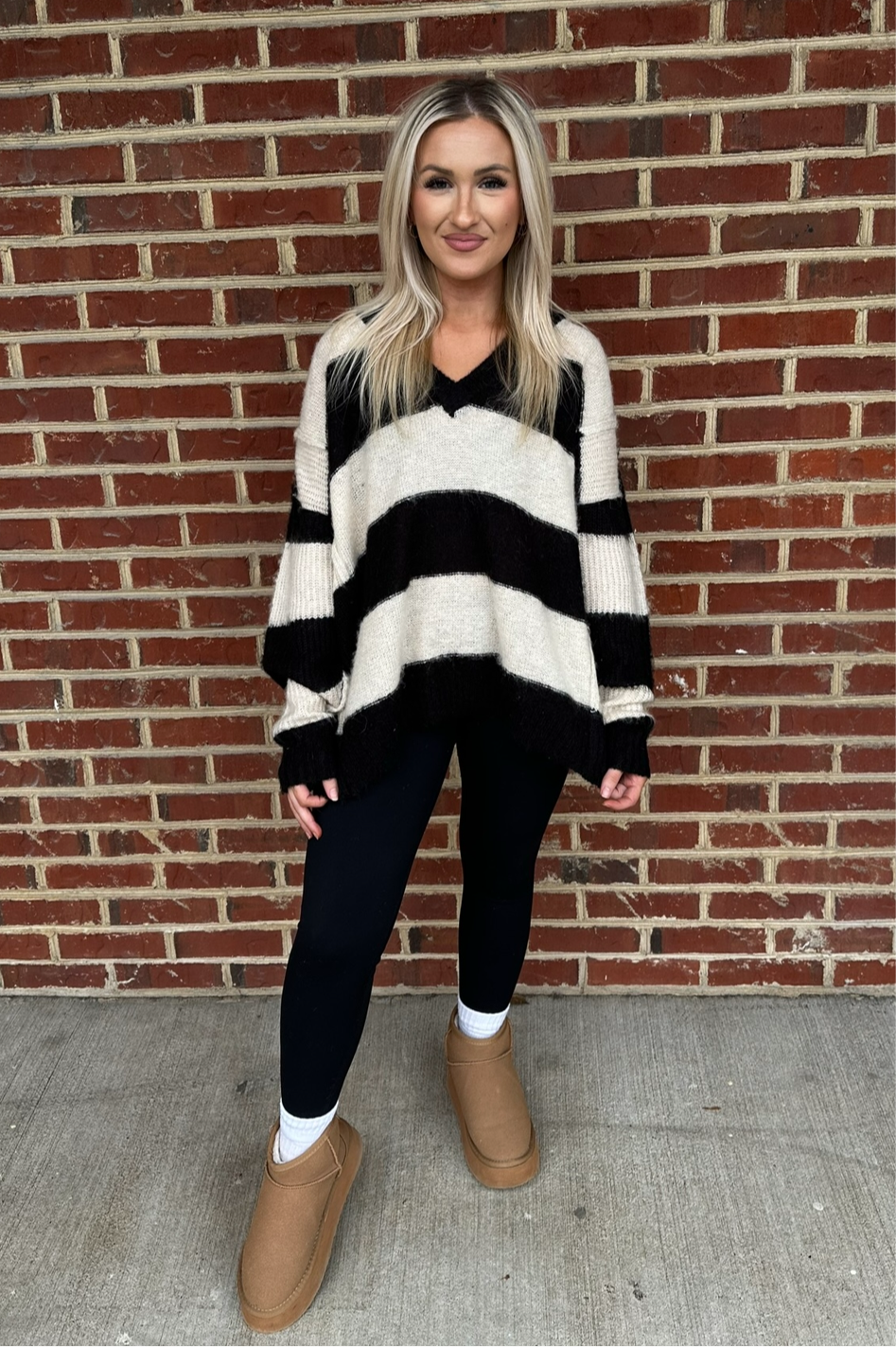 Black striped oversized lightweight sweater