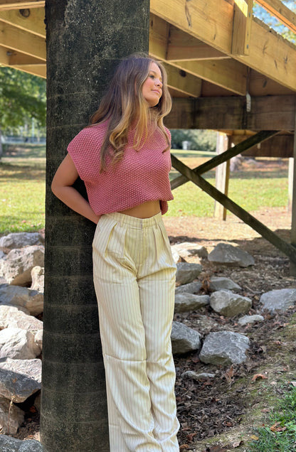 Relaxed fit stripped wide leg pants