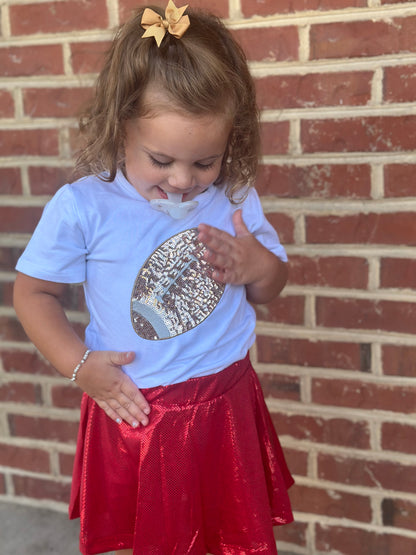 Sequined Football 🏈 Shirt ❤️🤍🏈💙🧡