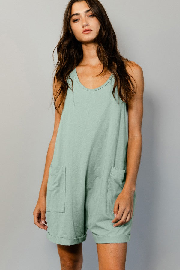 “ Lillian”Open Back Sleeveless Romper