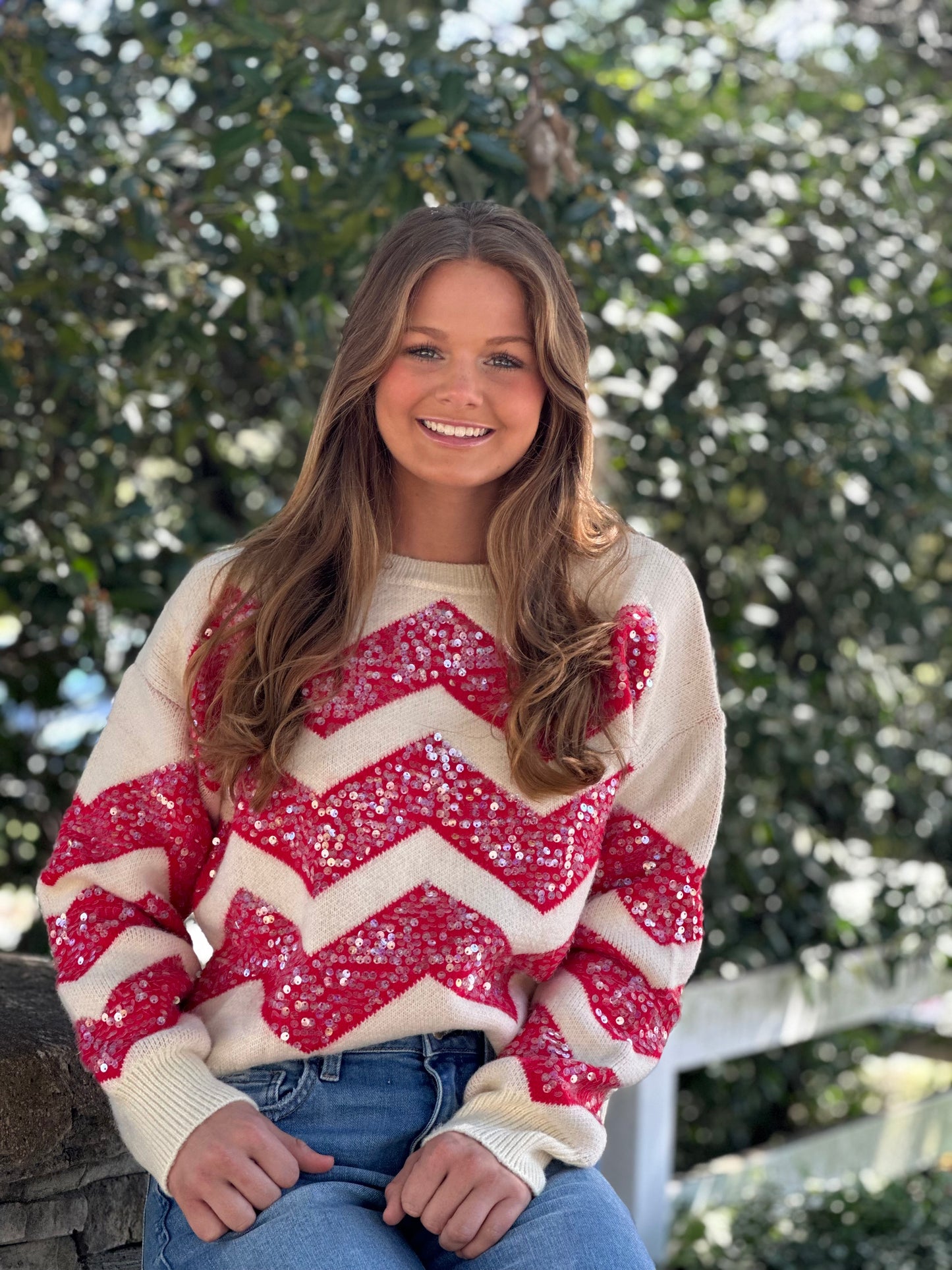 Red chevron sweater