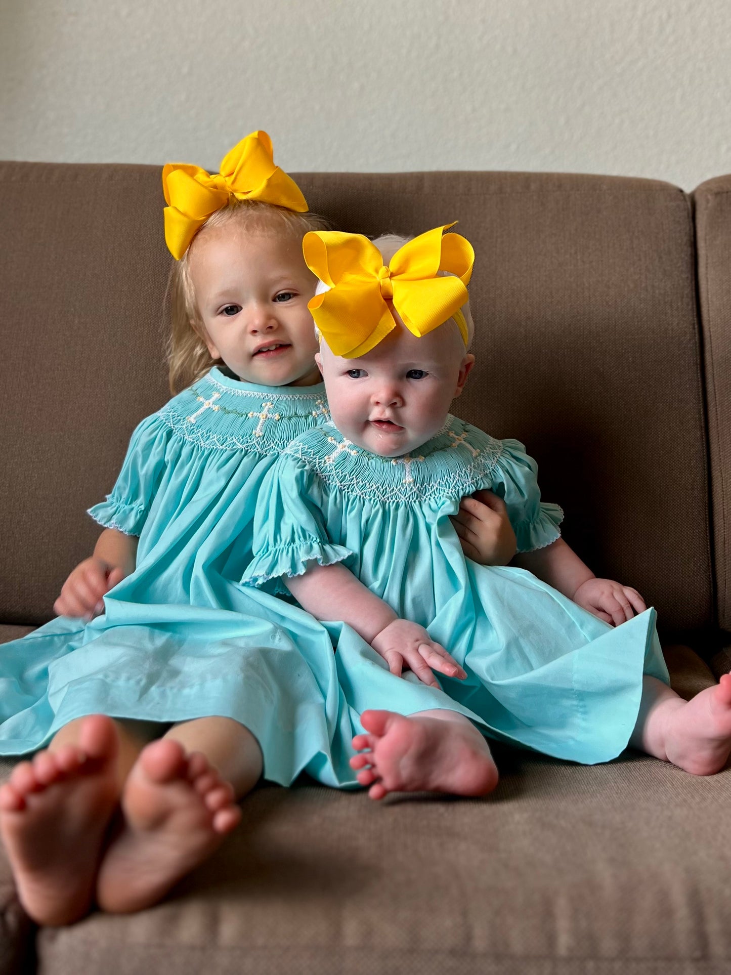 Three Sisters Cross Smocked Bishop Dress