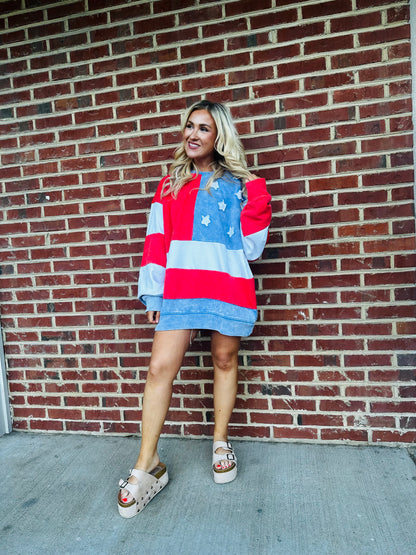 “All the Things “ Mineral Washed American Flag oversized shirt