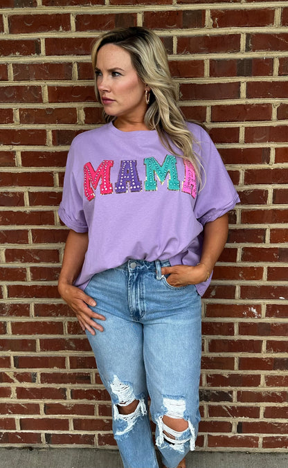 “MAMA “ Rhinestoned Top