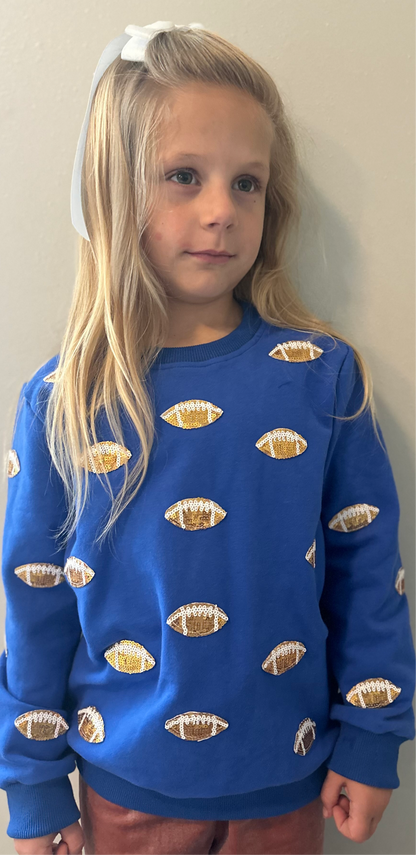 Tween CREWNECK SWEATSHIRT W-SEQUIN FOOTBALL APPLIQUE