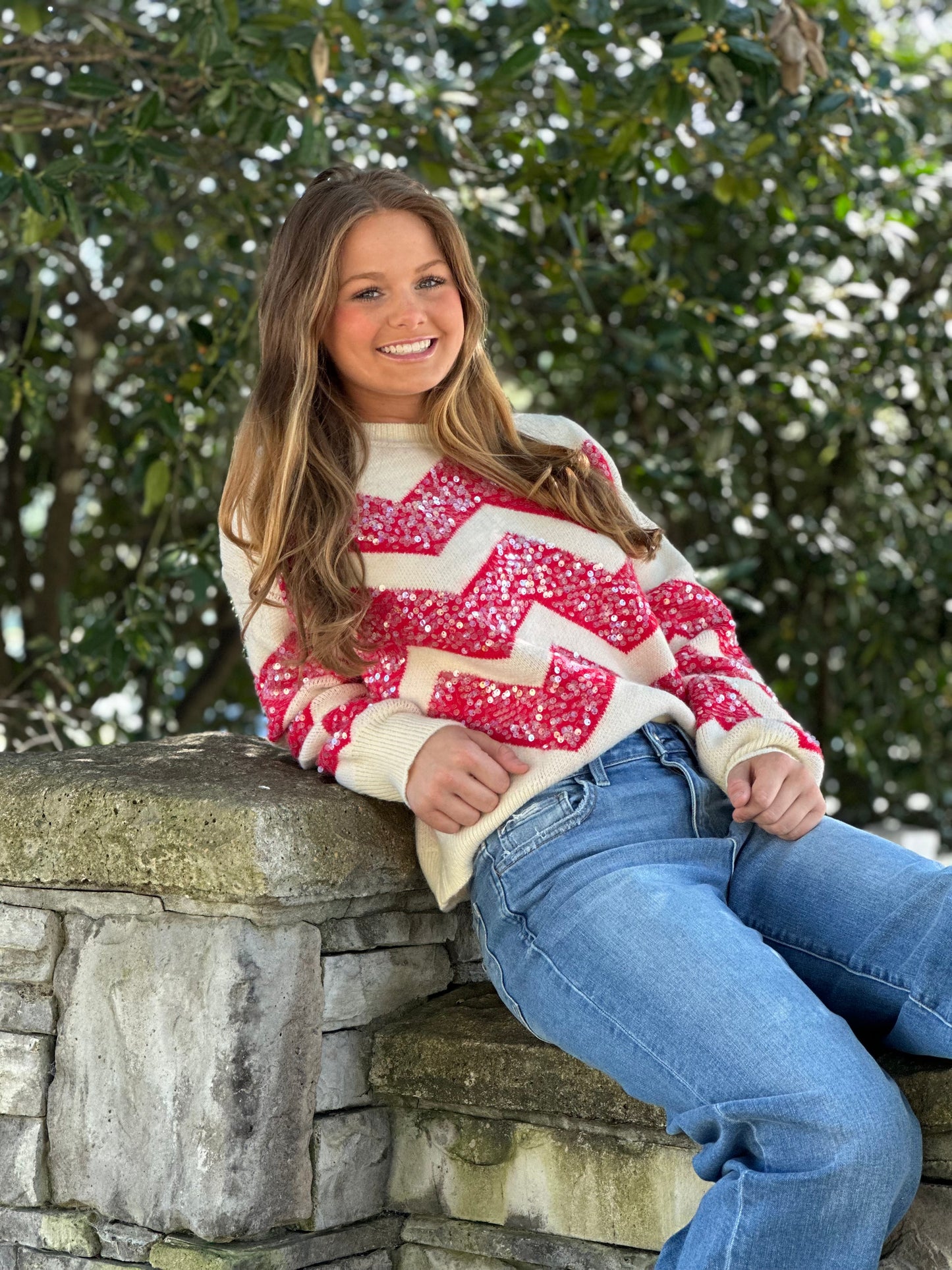 Red chevron sweater