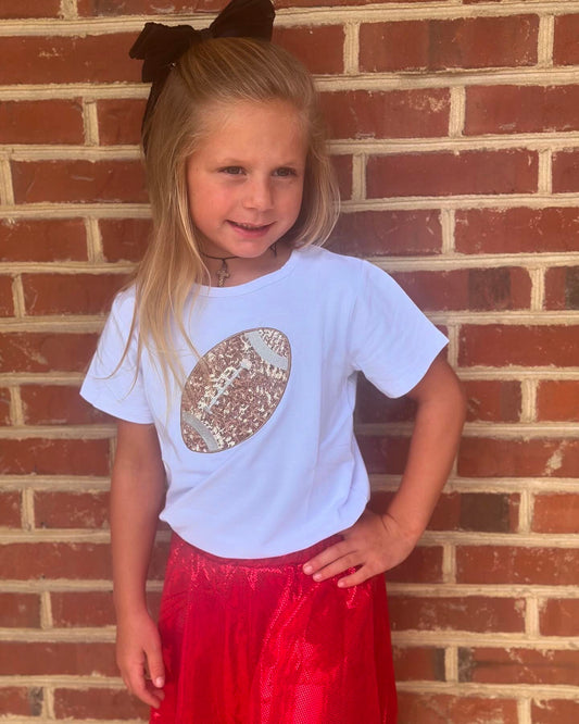 Sequined Football 🏈 Shirt ❤️🤍🏈💙🧡