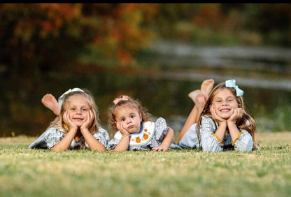 Three sisters smocked Bishop Pumpkin Dress