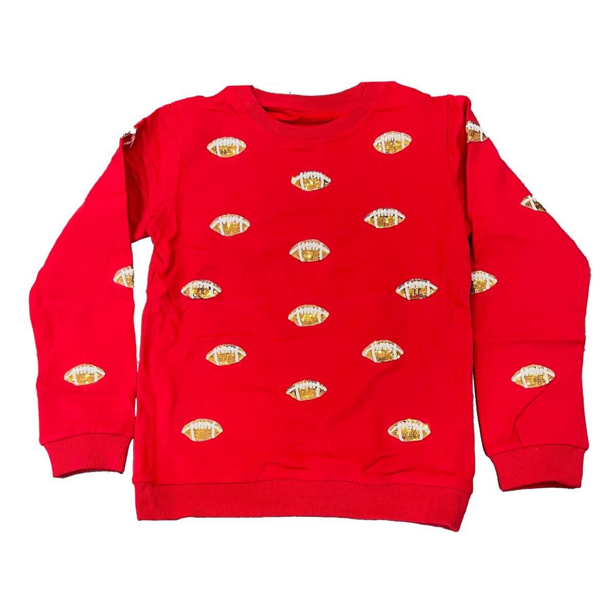 Tween CREWNECK SWEATSHIRT W-SEQUIN FOOTBALL  🏈