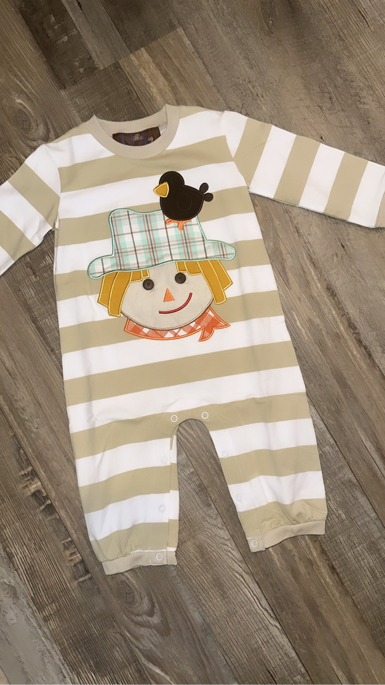 Millie Jay Appliqué scarecrow Boys Romper