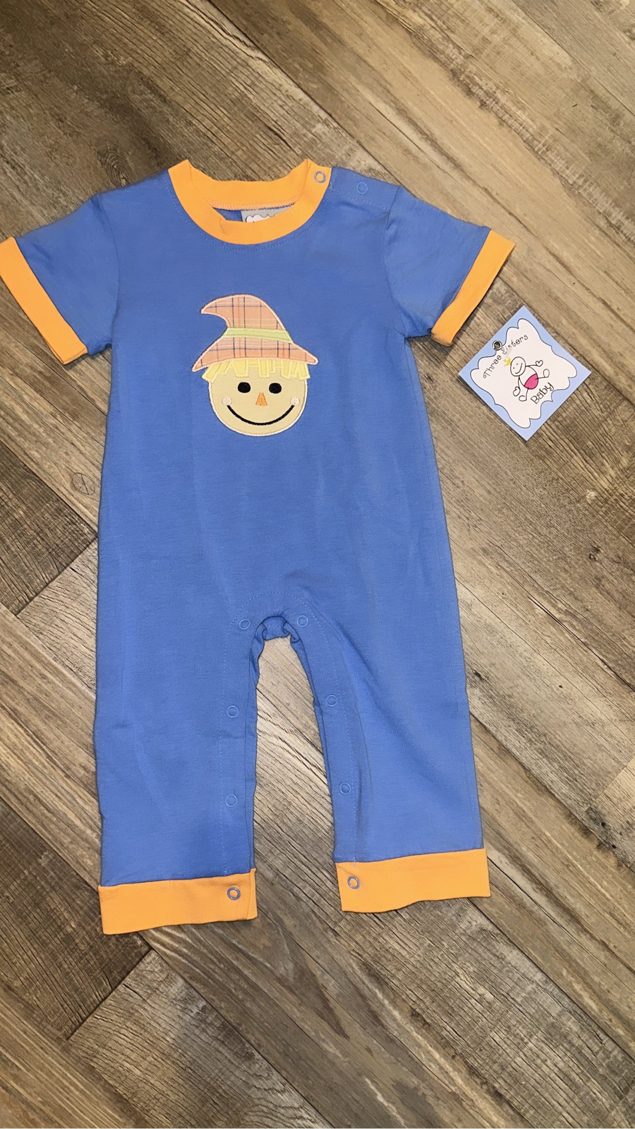 Boys scarecrow Applique romper Three sisters Baby