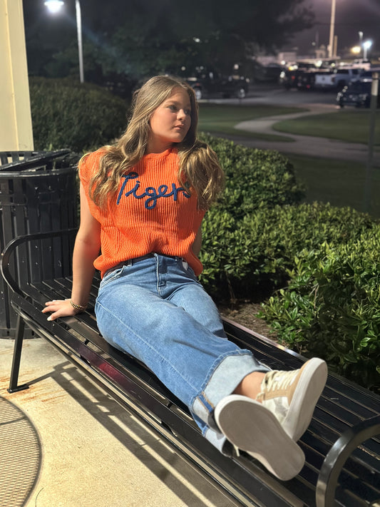 “Tigers 🐅 “ Embroidered GameDay Sweater Vest