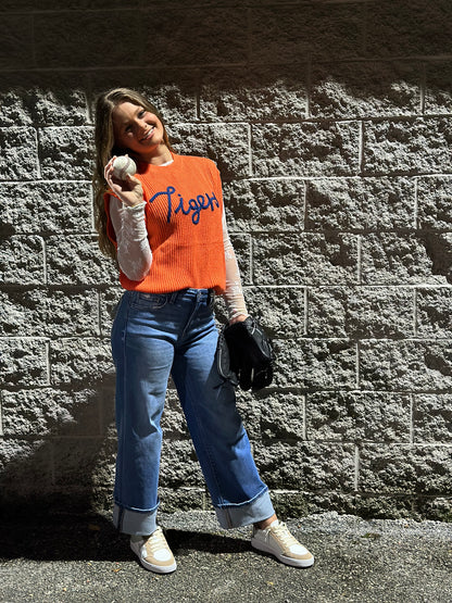 “Tigers 🐅 “ Embroidered GameDay Sweater Vest